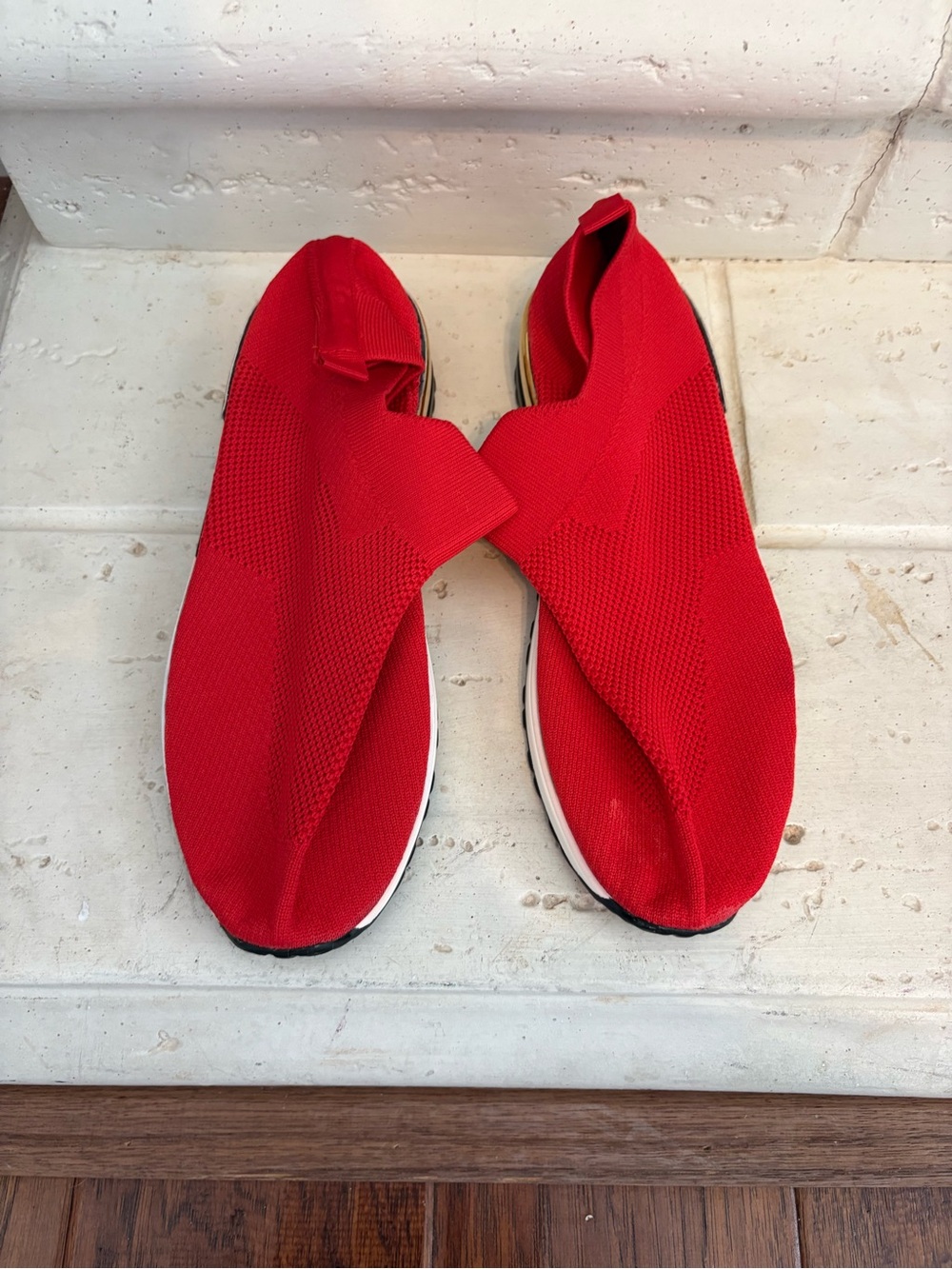 Women’s Red Slip-On Knit Sneakers